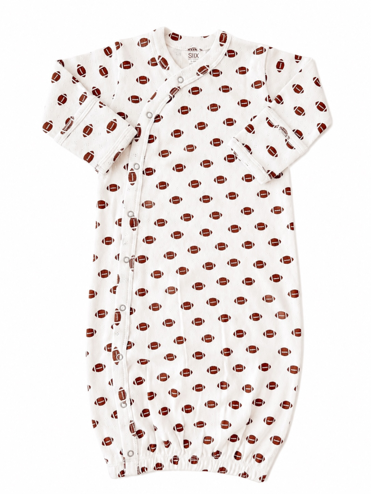 Football print organic pointelle baby gown - view 4