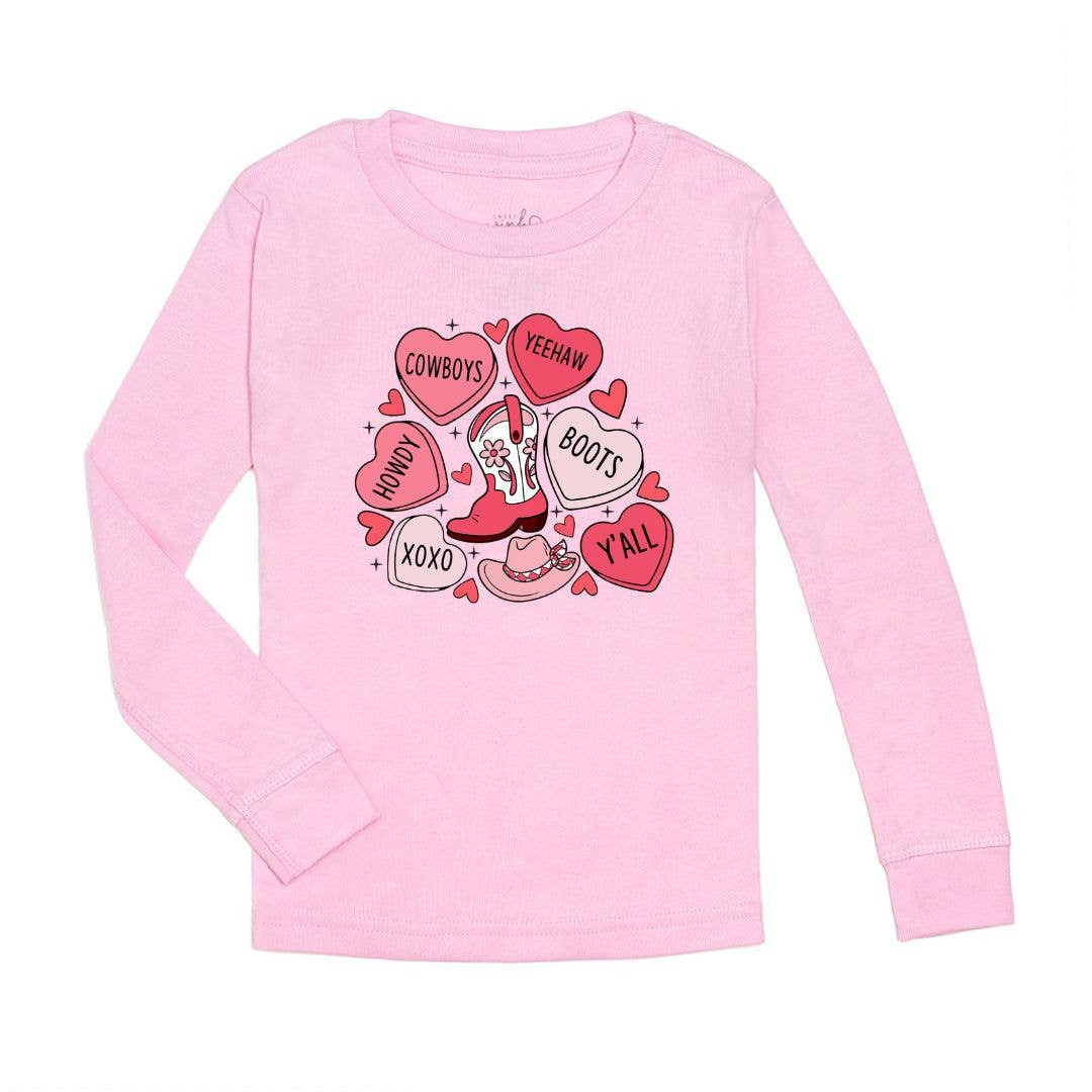 Howdy Valentine's Day Long Sleeve Shirt - Pink