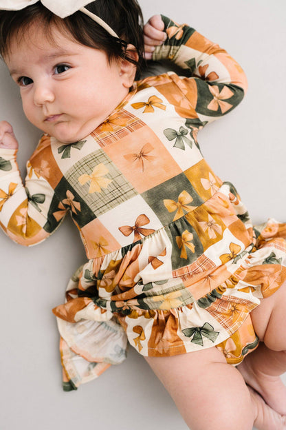Bow Patchwork Bodysuit Bamboo Dress