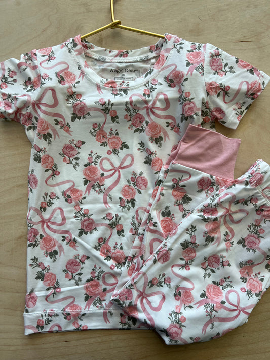 Ribbons and Flowers Short Sleeve Loungewear Set