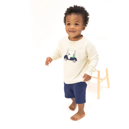 Golf Cart Blue - French Terry Raglan Sweatshirt and Short Set