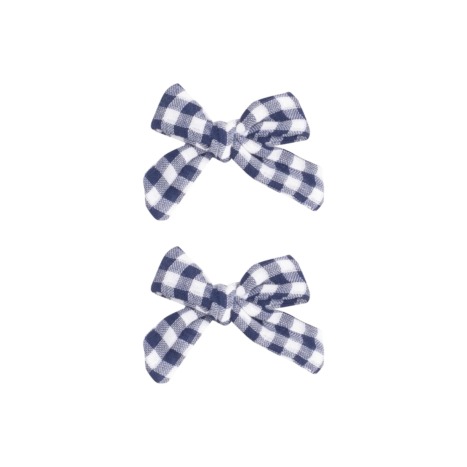 2 Pack Hair Bow with Clip - Navy Gingham