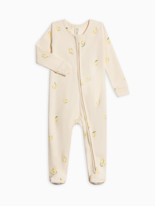 Organic Baby Peyton Footed Sleeper - Lemon
