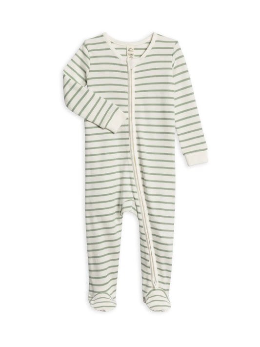 Organic Baby Peyton Footed Sleeper - Vitto Stripe / Jade