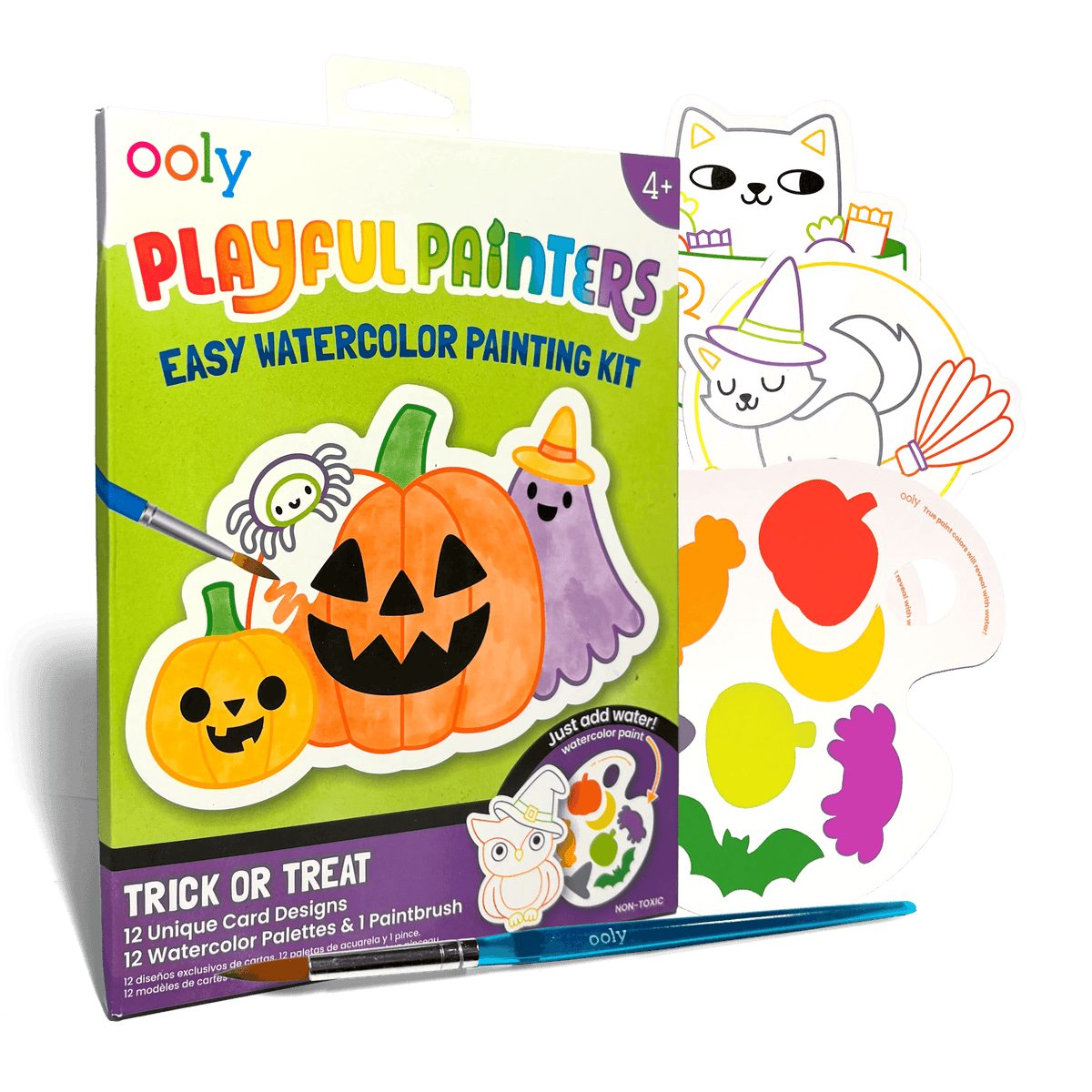 Playful Painters trick or treat watercolor painting kit box with pumpkin and ghost designs