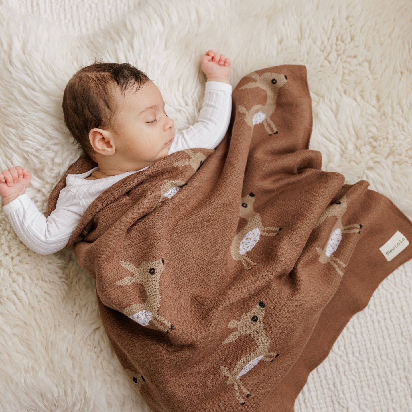 100% Luxury Cotton Swaddle Receiving Baby Blanket - Deer