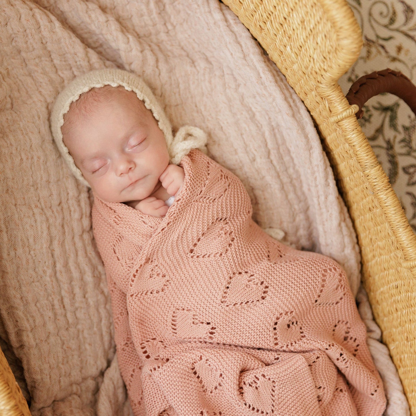 100% Luxury Cotton Swaddle Receiving Baby Blanket - Heart