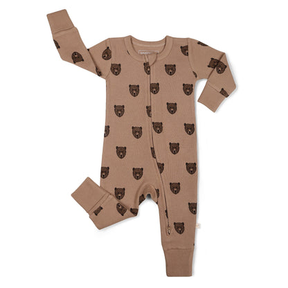 Organic 2-Way Zip Romper - Wild Bear