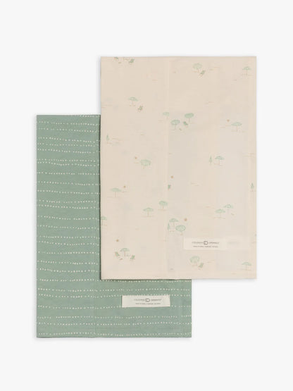 Pebble + Umbrella | Organic Muslin 2-Pack Burp Cloth Set