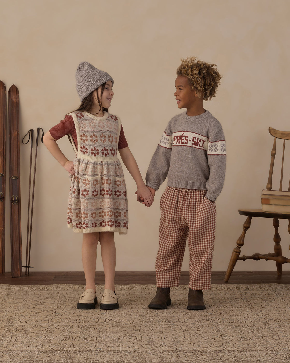 Rylee and Cru Scallop Tee in Brick on model - view 2