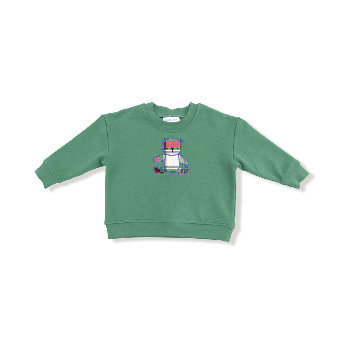 Holiday Plaid - Drop Sleeve Bear Sweatshirt with Rib Cuffs