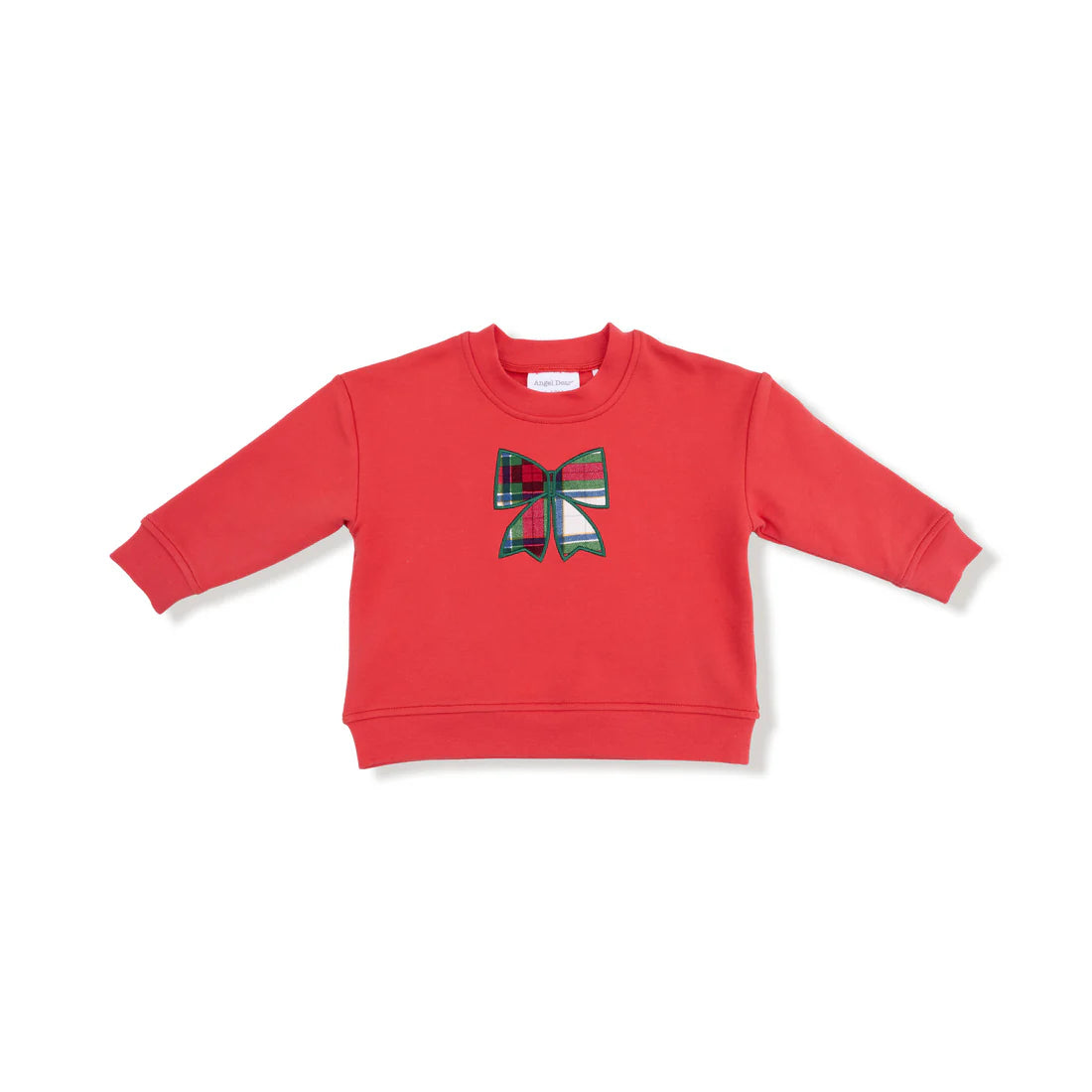 Holiday Plaid - Drop Sleeve Bow Sweatshirt with Rib Cuffs