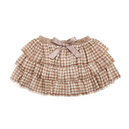 Gingham Printed Tulle Tiered Tutu