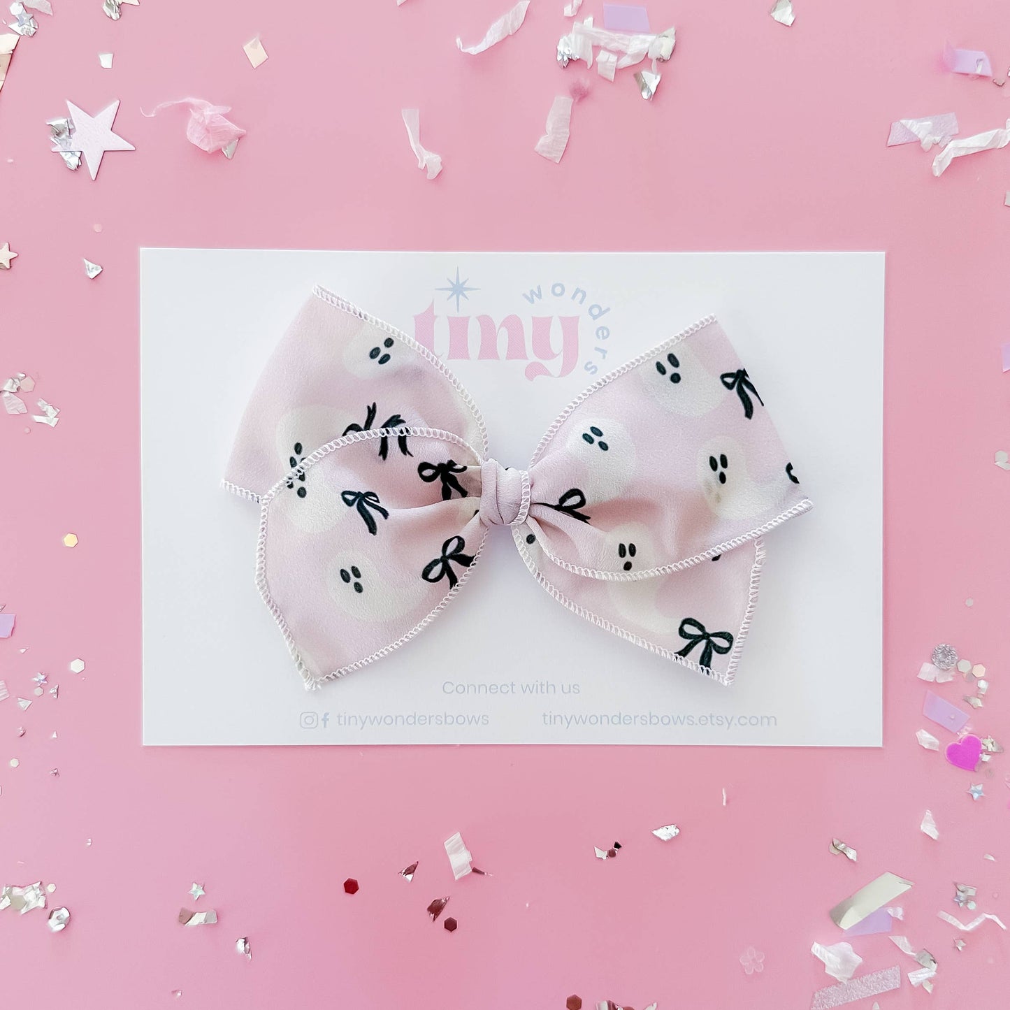 Ghosts with Coquette hair Bows, crepe