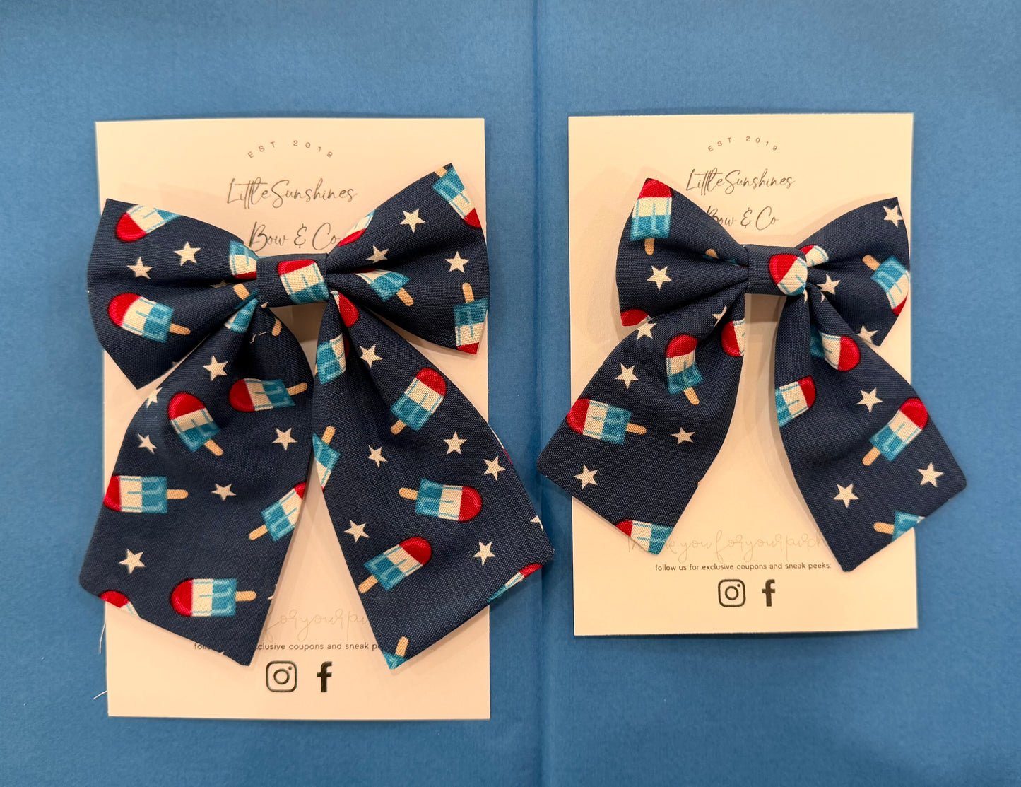 Royal Blue Popsicles 4th of July Sailor Hair Bow
