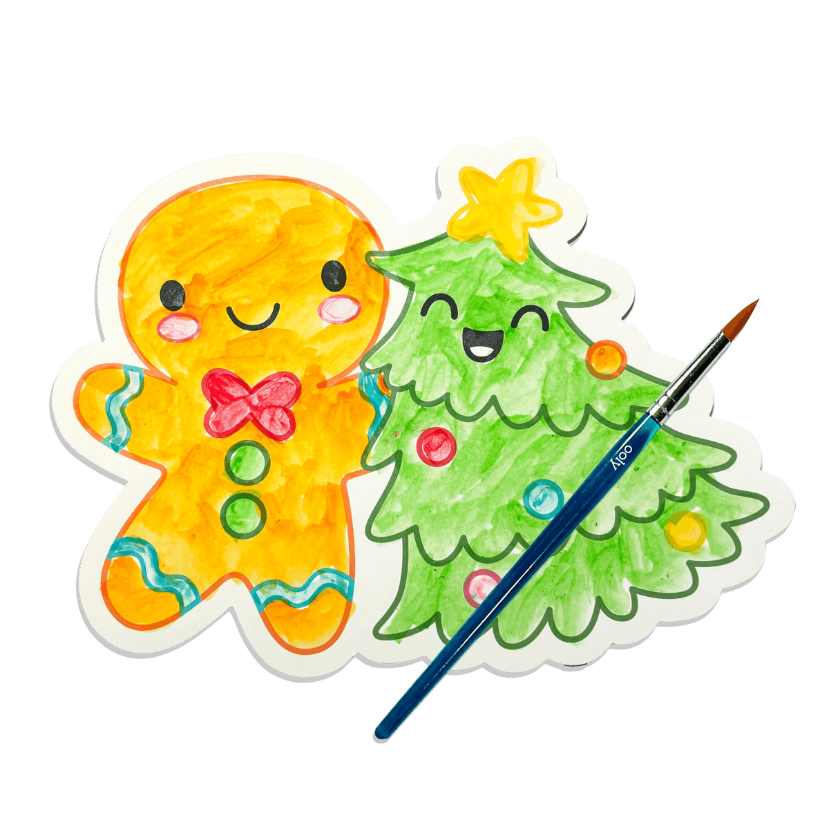 Painted gingerbread man and Christmas tree cards from the Playful Painters Merry & Bright kit