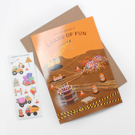 Sticker Scene Card - Construction  Birthday
