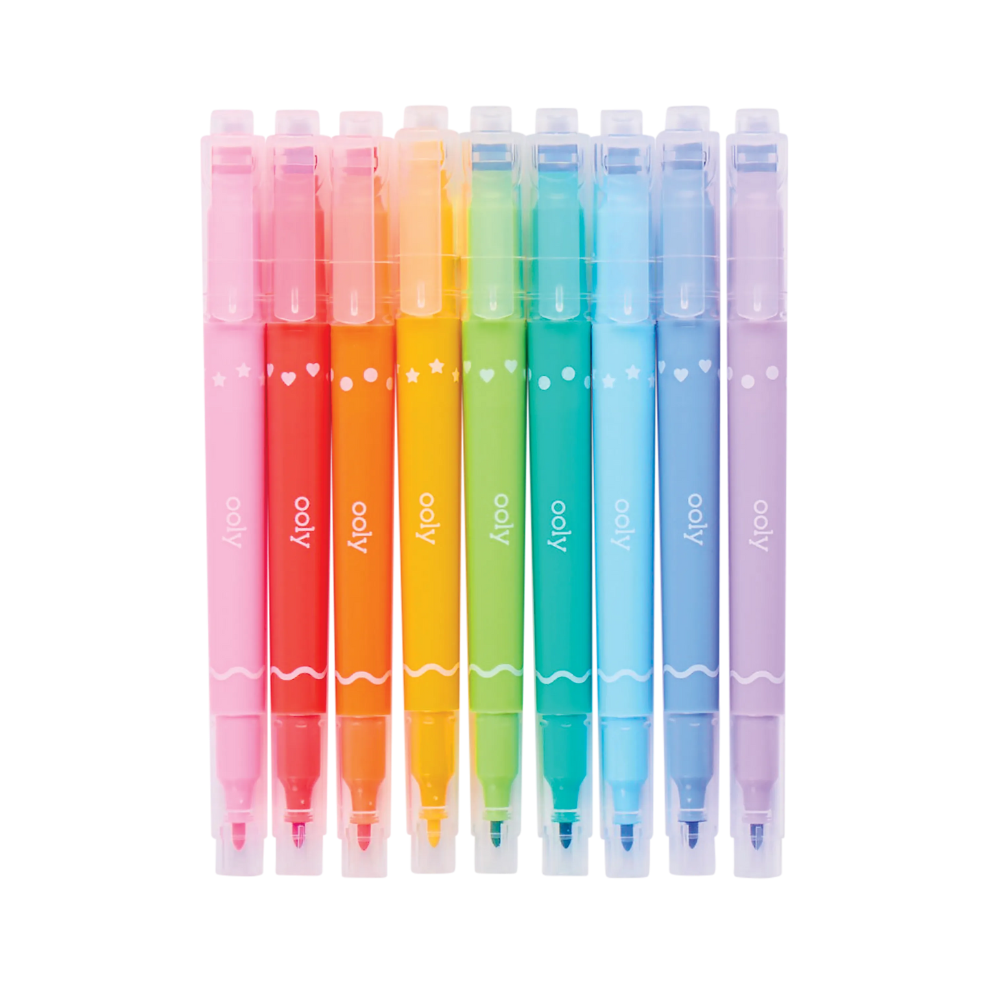Confetti Stamp Double-Ended Markers - Stamp & Fine Tip - Set of 9