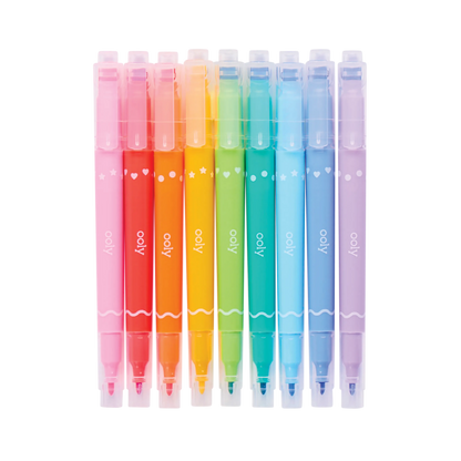 Confetti Stamp Double-Ended Markers - Stamp & Fine Tip - Set of 9