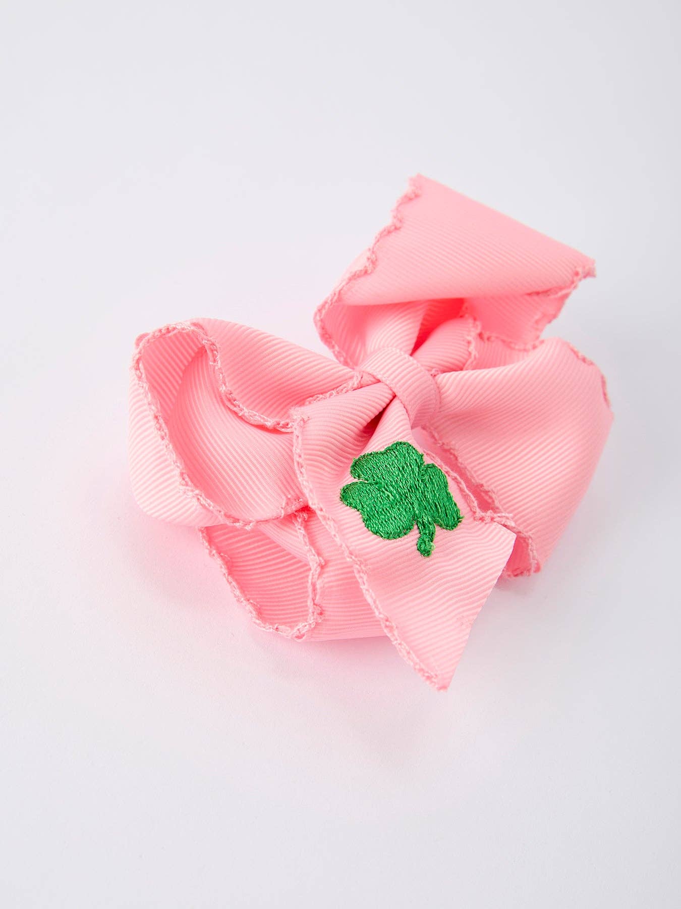 St. Patrick Shamrock Pink Hair Bow
