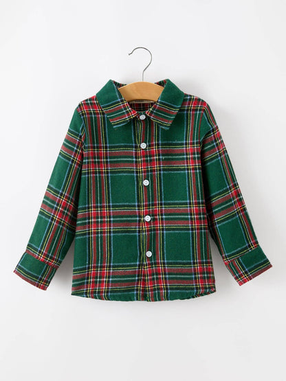 Christmas Plaid Button Down Shirt for Boys