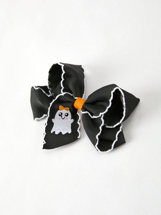Black Halloween ghost bow hair clip for girls