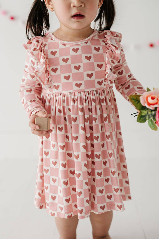 Girl's Long Sleeve Ruffle Dress