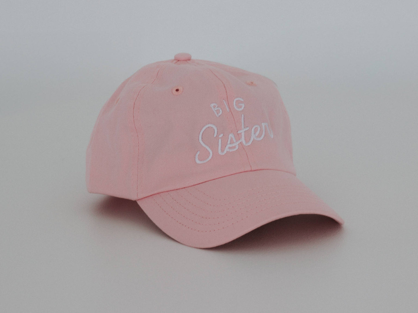 Big Sister Pink Twill Hat • Modern Girls Cap for New Sisters