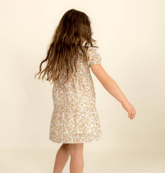 Organic Puff Sleeve Collar Dress - Tuscan Bloom