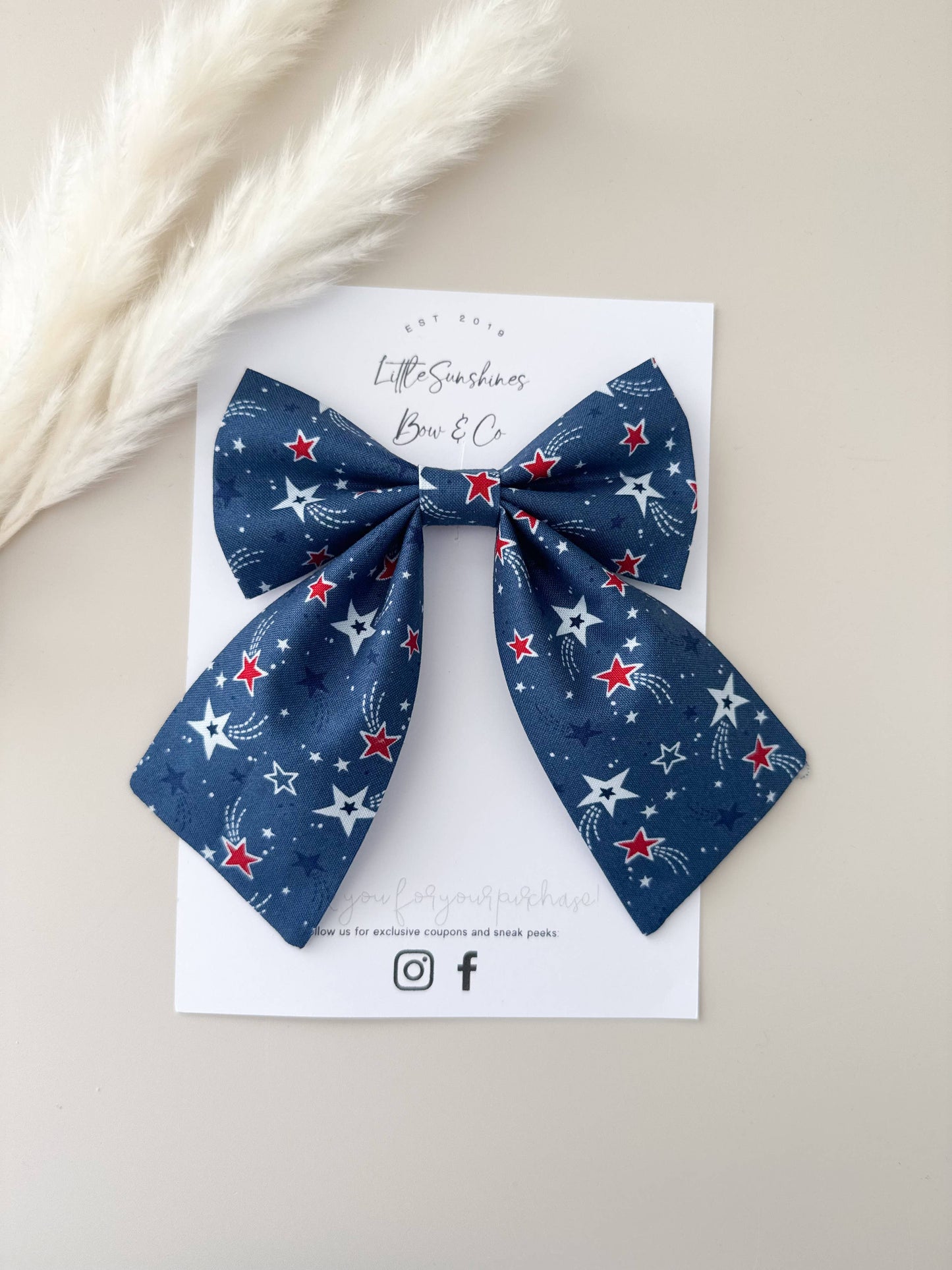 Blue & Red Stars 4th of July  Sailor Hair Bow