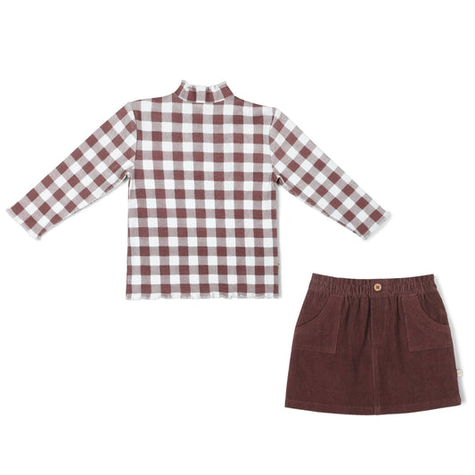 Organic Tee and Corduroy Skirt Set - Plum