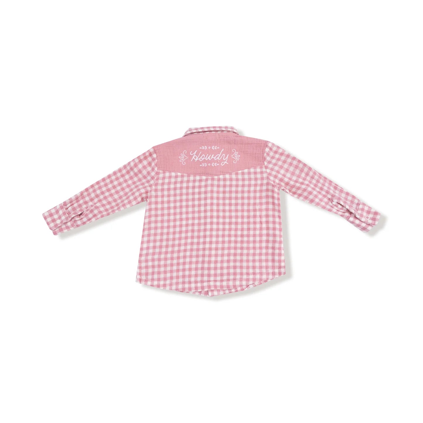 Rose Pink Plaid - Long Sleeve Western Pearl Snap Shirt