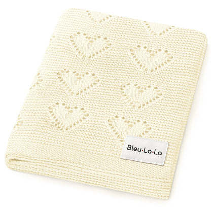 100% Luxury Cotton Swaddle Receiving Baby Blanket - Heart
