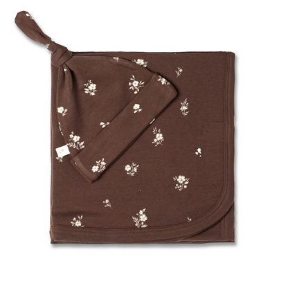 Organic Swaddle Blanket & Hat Set - Birch