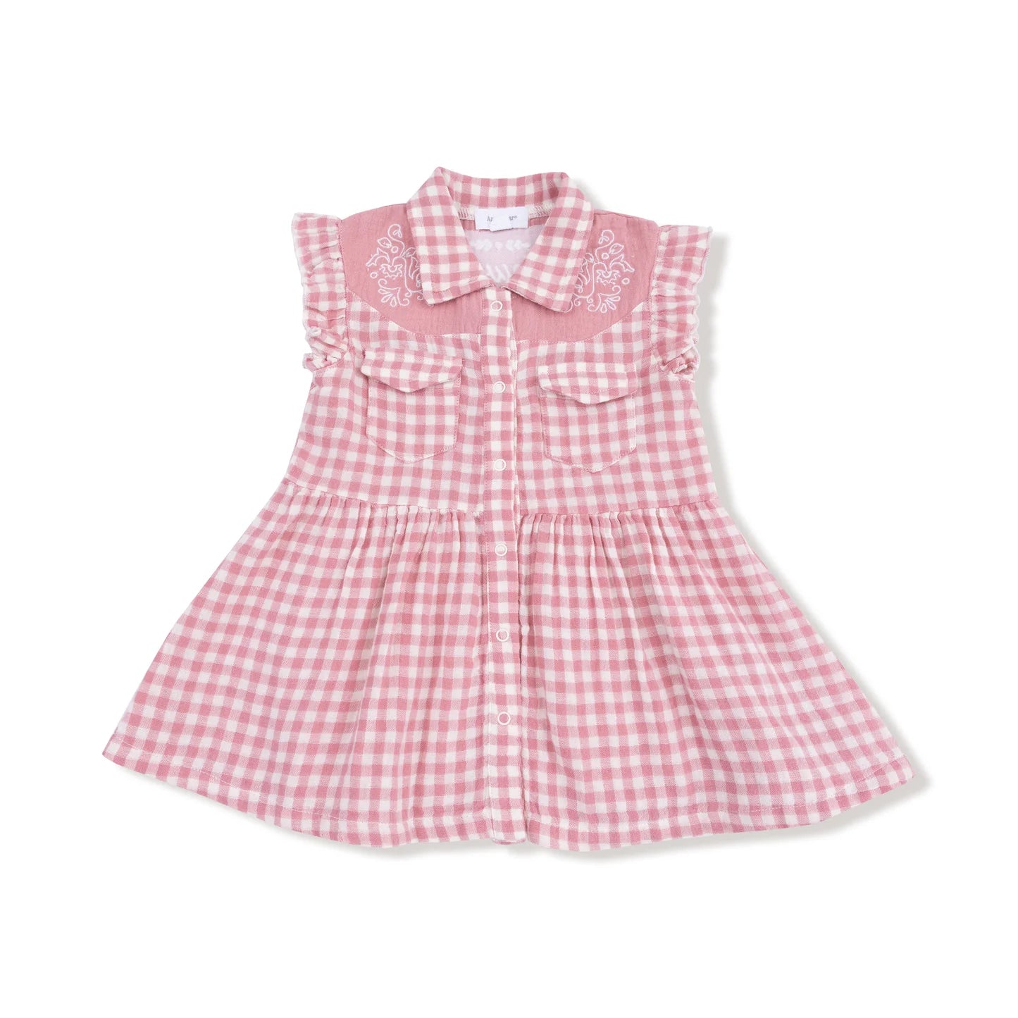 Rose Pink Plaid - Western Pearl Snap Dress