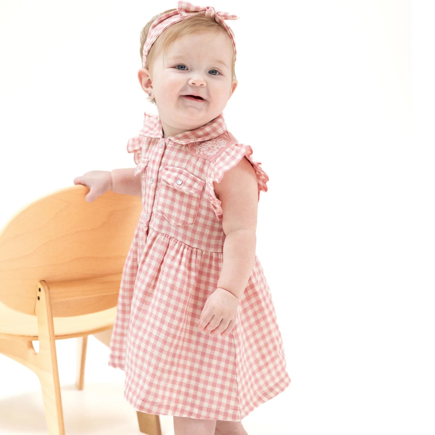 Rose Pink Plaid - Western Pearl Snap Dress