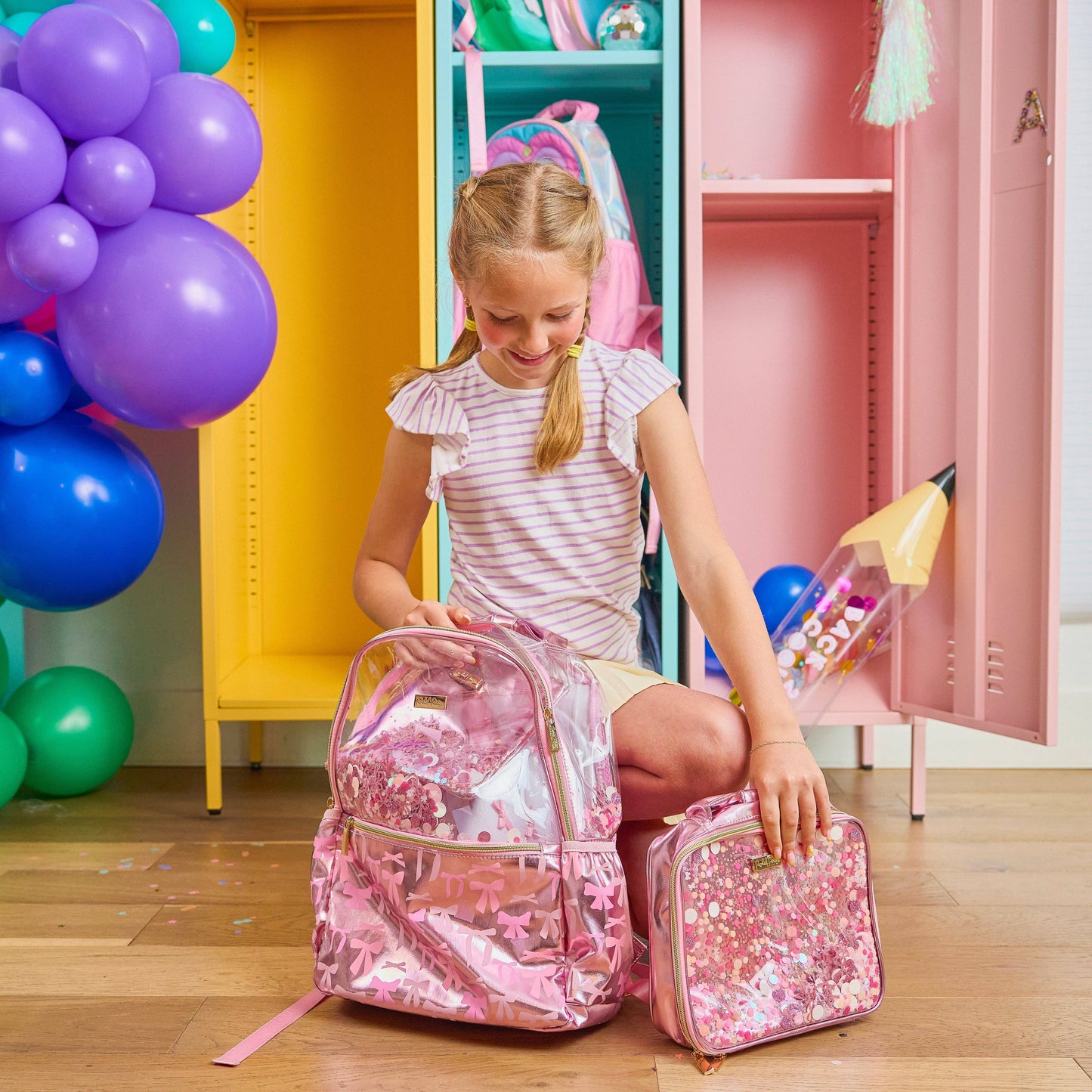 Pink Bow Confetti Insulated Lunch Box