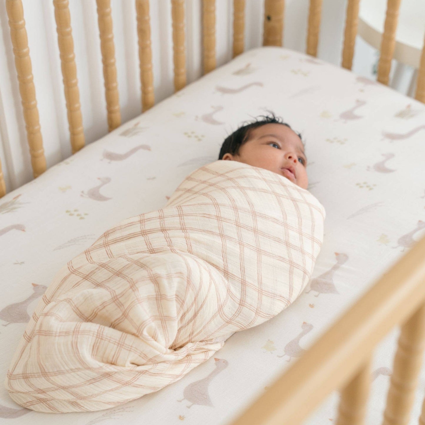 Charlie 2-pc. Farmhouse Goose/Check Swaddle Set