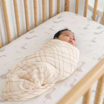 Charlie 2-pc. Farmhouse Goose/Check Swaddle Set