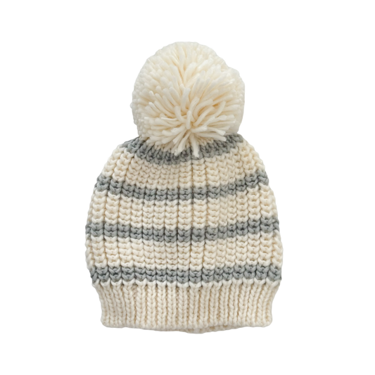 Rib Knit Stripe Hat, Bowie Grey