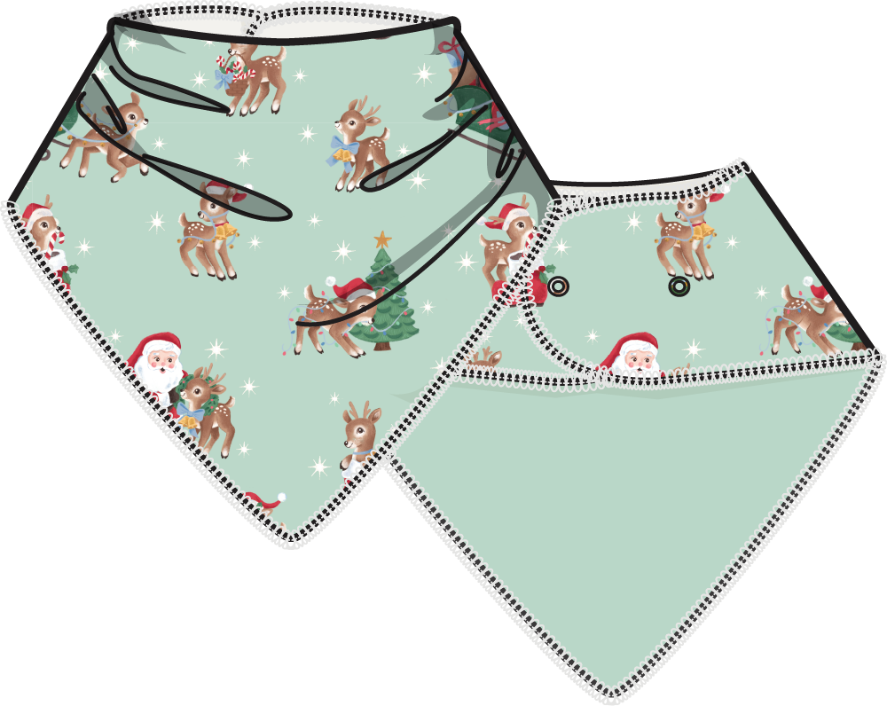 Vintage Reindeer & Santa Uni - Bandana Bib