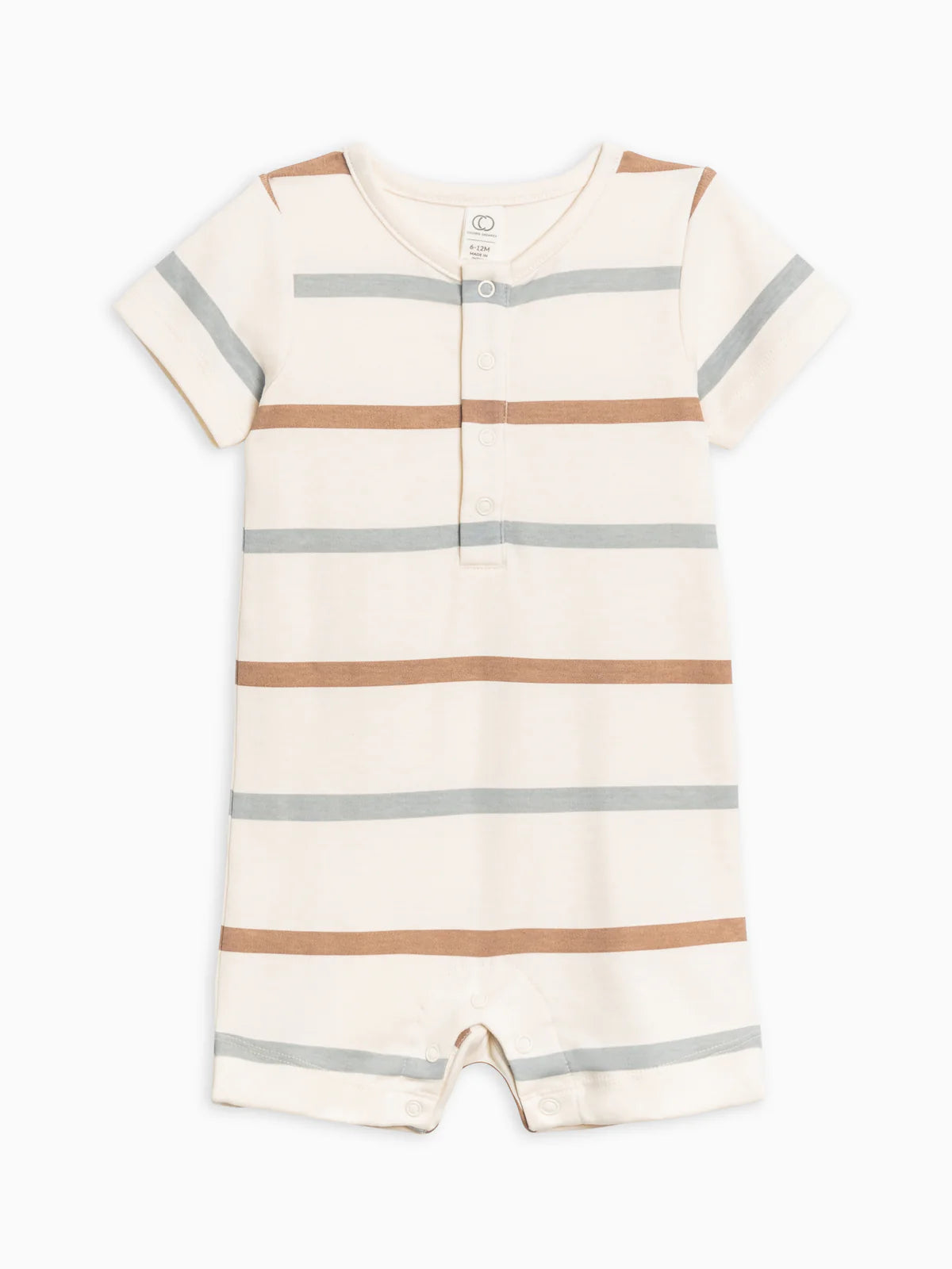 Mason Short Sleeve Romper - Rye Stripe / Mist + Truffle