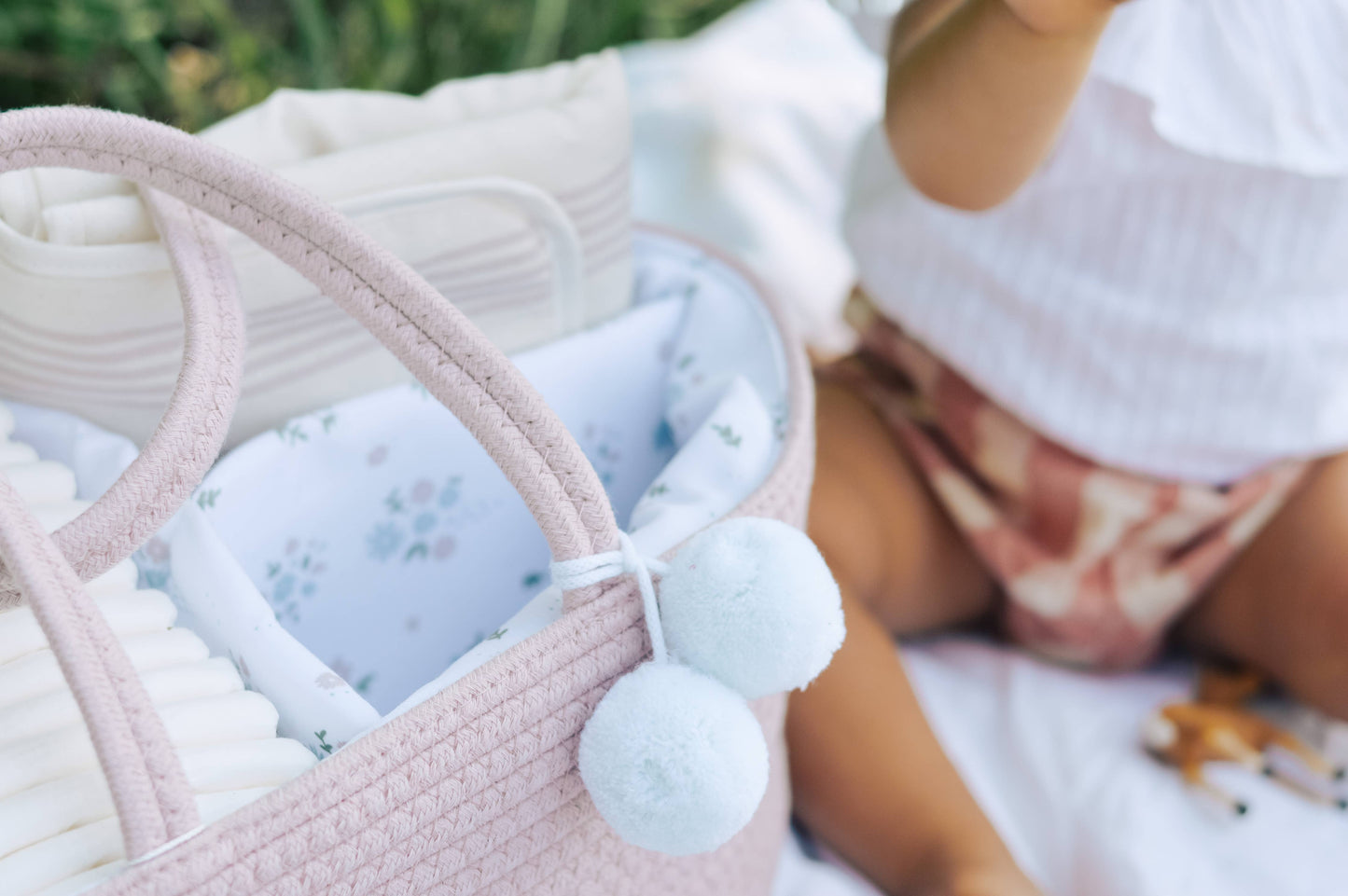 Rope Diaper Caddy | Vintage Rose