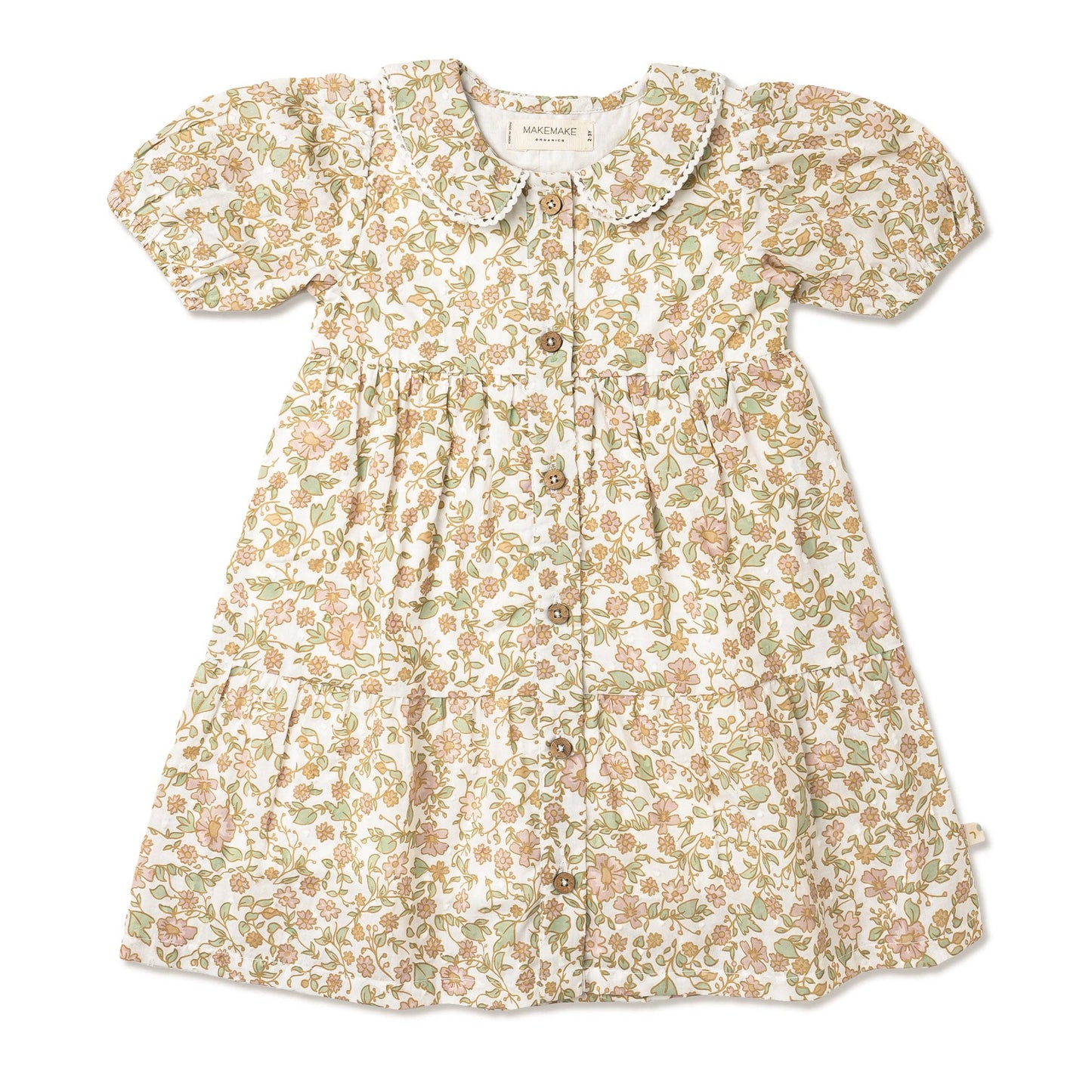 Organic Puff Sleeve Collar Dress - Tuscan Bloom