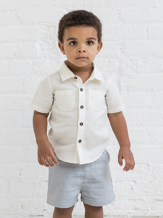 Graham Linen Collared Button Down Shirt - Coconut