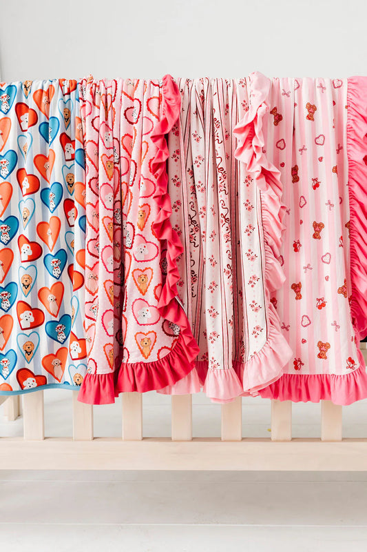 Love You Bear-y Much Ruffle Blanket