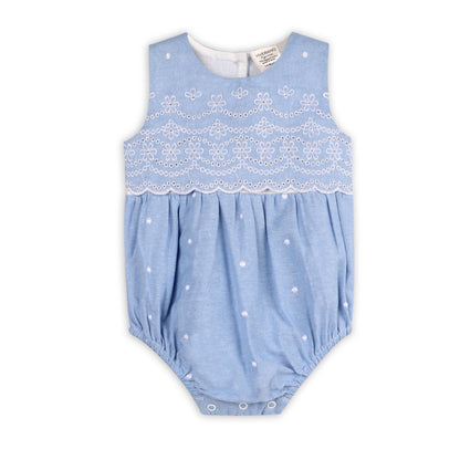 Kaia Chambray Bubble Baby Romper + Headband