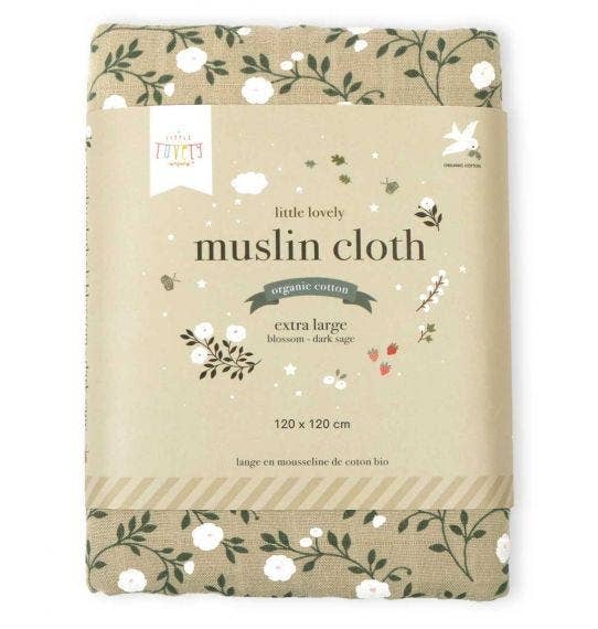 Dark Sage Blossom Swaddle/Muslin Cloth