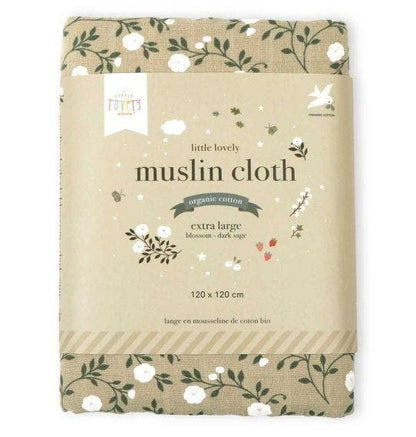 Dark Sage Blossom Swaddle/Muslin Cloth
