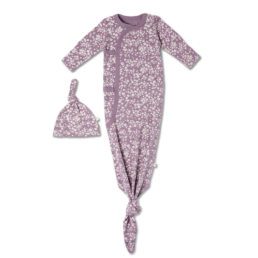 Organic Kimono Knotted Sleep Gown - Thistle
